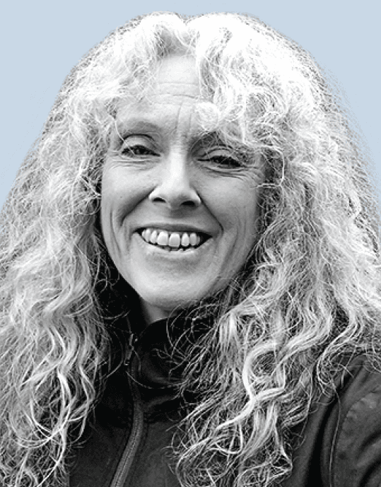 Svartvitt porträtt på forksningspartner Malin Castleton.