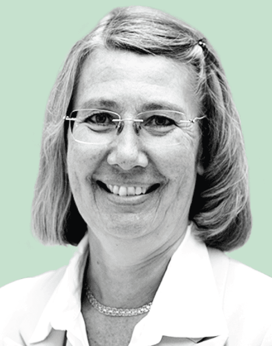 Svartvitt porträtt av professor Ingrid Larsson.